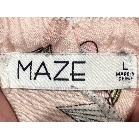 Maze Floral Multicolored Wide Leg Paper Bag Pant Rayon Size Large - Picture 5 of 7